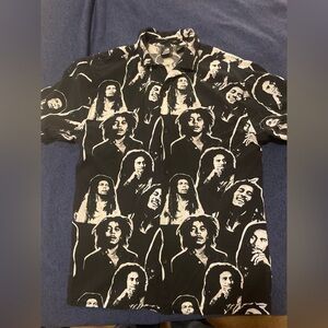 Vintage Bob Marley Zion rootswear button up face shirt, size XS.